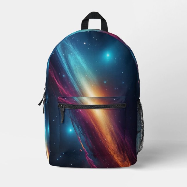 Sac À Dos Imprimé Vibrant Cyberpunk Neon Space Galaxy Nebula (Recto)