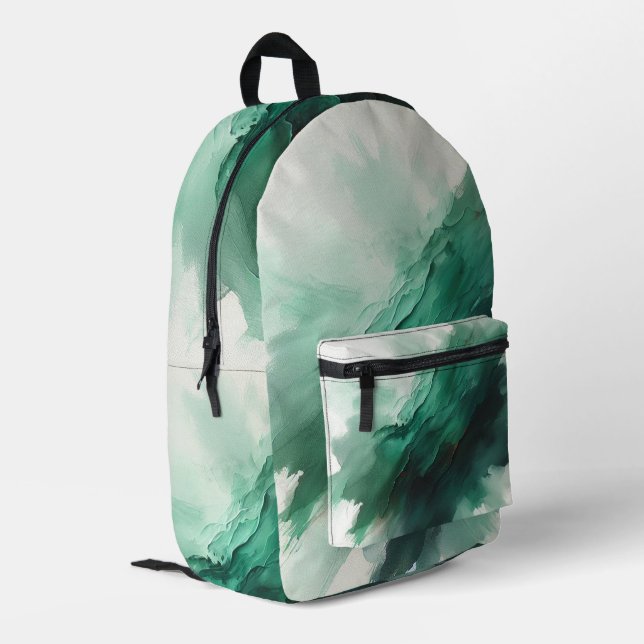 Sac À Dos Imprimé Vibrations émeraude abstraites vertes (Coin arrière gauche)