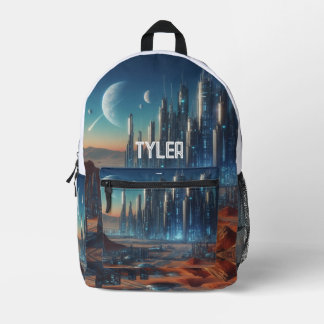 Sac À Dos Imprimé Ville de science-fiction dans l'espace personnalis