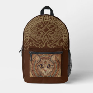 Sac À Dos Imprimé Vintage, Antique Cat, Ancient Greece Style,Brown