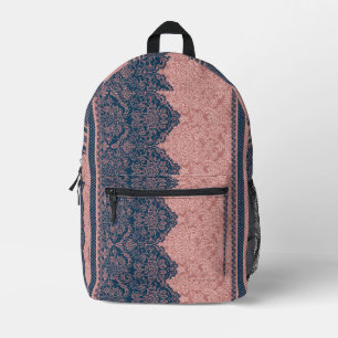 Sac À Dos Imprimé Vintage bleu sarcelle dentelle et rose poussiéreux