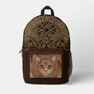 Sac À Dos Imprimé Vintage,Chat Antique,Style Grèce Antique,FoncéMarr