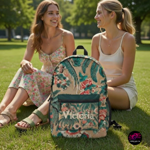 Sac À Dos Imprimé Vintage Chintz Floral Tropical Motif