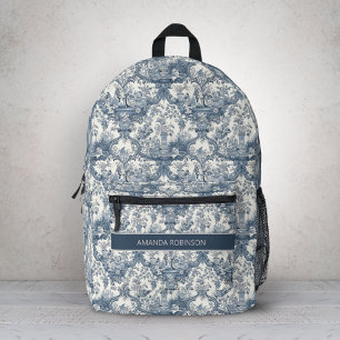 Sac À Dos Imprimé Vintage damas à fleurs Bleu toile de jouy monogram