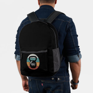Sac À Dos Imprimé Vintage kettlebell personnalisé nom monographique