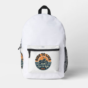 Sac À Dos Imprimé "Vintage Motorcycle Backpack Ride to Live-1918