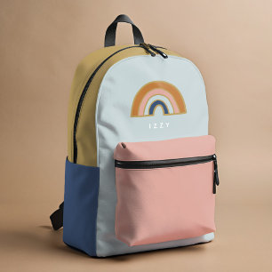 Sac À Dos Imprimé Vintage Rainbow Nom personnalisé Initiales