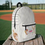 Sac À Dos Imprimé Vintage rookie baseball rouge bleu gris rayures<br><div class="desc">Un sac à dos à thème cool rouge et bleu de baseball avec batte de baseball,  balle et gant en aquarelle,  changez les bandes et le texte à votre couleur d'équipe.</div>
