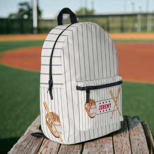 Sac À Dos Imprimé Vintage rookie baseball rouge bleu gris rayures