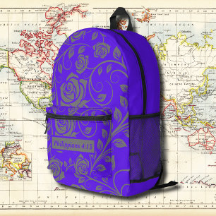 Sac À Dos Imprimé Violet Floral Vintage Motif avec la Bible Verse