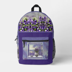 Sac À Dos Imprimé violettes dans un bocal de lune