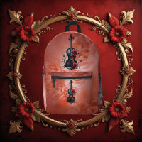 Violon noir gothique aux roses rouges