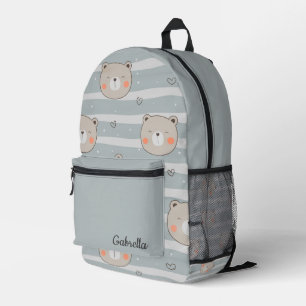 Sac À Dos Imprimé Visages, coeurs et rayures de l'ours en peluche mi