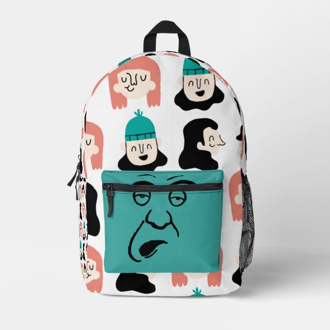 Sac À Dos Imprimé Visages de dessin animé artistique & Expression am (Recto)