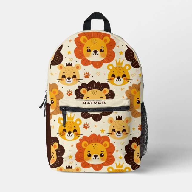Sac À Dos Imprimé Visages de lion de dessin animé mignons  (Recto)