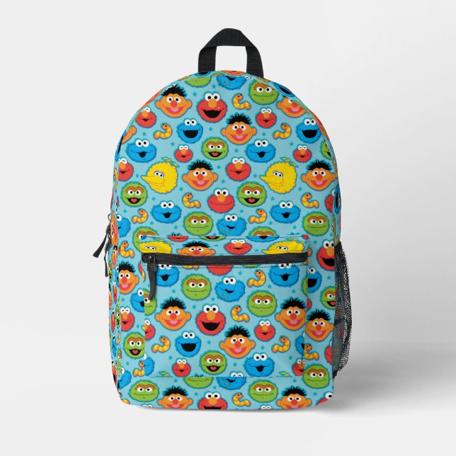 Sac À Dos Imprimé Visages de Rue Sésame sur fond bleu (Recto)