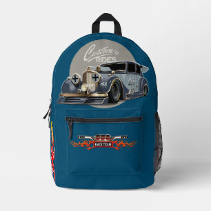 Sac À Dos Imprimé Voiture de course retro sci-fi personnalisée