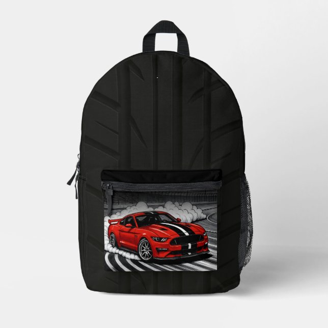 Sac À Dos Imprimé Voiture de Drift Rouge Muscle (Recto)