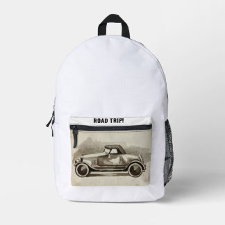 Sac À Dos Imprimé Voiture vintage tirant sur la poche. Voyage sur ro