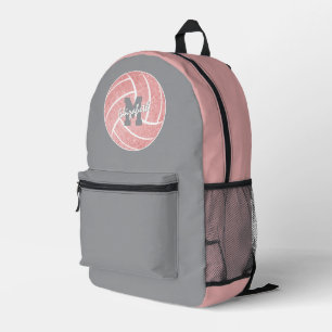 Sac À Dos Imprimé volleyball gris rose personnalisé pour fille