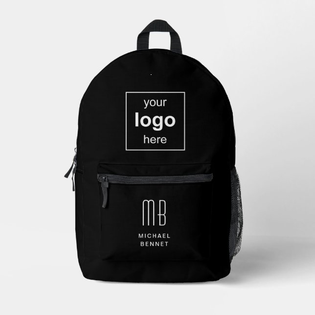Sac À Dos Imprimé Votre logo ici Entreprise Noir (Recto)