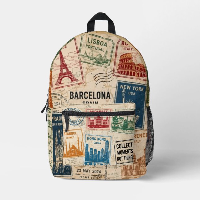Sac À Dos Imprimé Voyageur du monde (Recto)