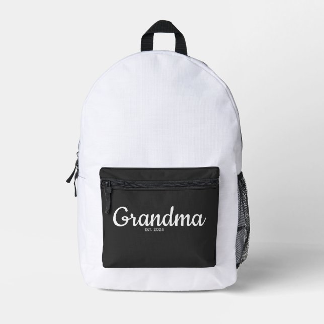 Sac À Dos Imprimé White Script Established Grandma (Recto)