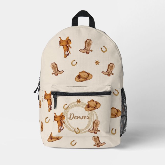 Sac À Dos Imprimé Wild West Cowboy Personnalisation Sexe Neutre (Recto)