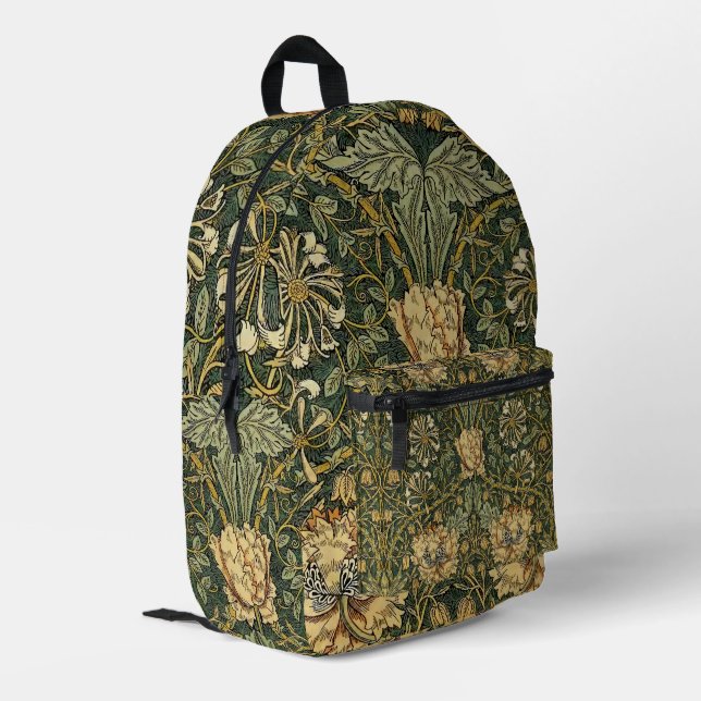 Sac À Dos Imprimé William Morris Honeysuckle Vert Floral (Coin arrière gauche)