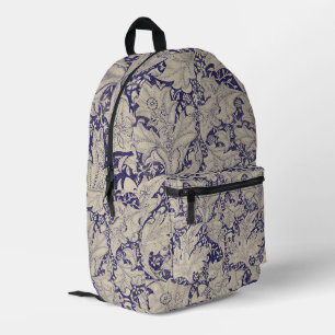 Sac À Dos Imprimé William Morris Motif Giroflée Bleu Antique
