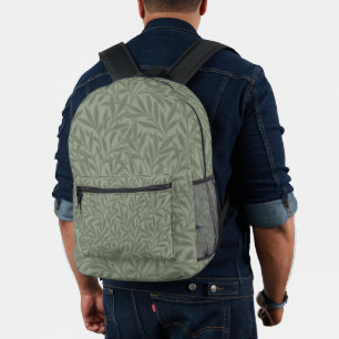 Sac À Dos Imprimé William Morris Motif Saule Antique Vert Sauge