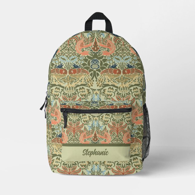 Sac À Dos Imprimé William Morris Paon et Dragon (Recto)