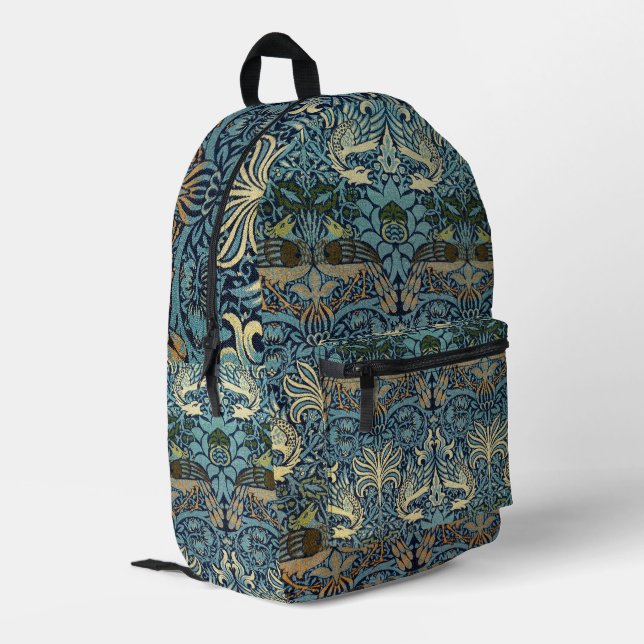 Sac À Dos Imprimé William Morris Peacock and Dragon Woven Design (Coin arrière gauche)