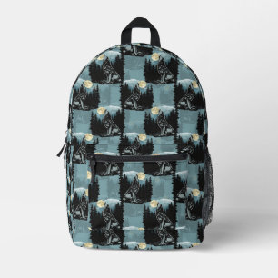 Sac À Dos Imprimé Wolf Howling À Moon Design Motif
