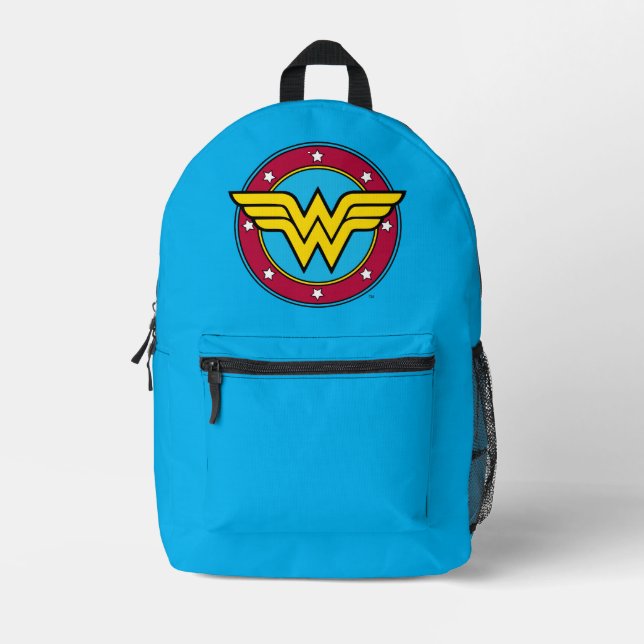 Sac À Dos Imprimé Wonder Woman | Logo Cercle & Etoiles (Recto)