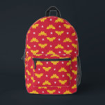 Sac À Dos Imprimé WW84 | Logo Wonder Woman Rouge et Motif Étoiles<br><div class="desc">Wonder Woman (1984) | Un motif rouge avec le logo doré de Wonder Woman et des étoiles blanches.</div>