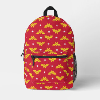 Sac À Dos Imprimé WW84 | Logo Wonder Woman Rouge et Motif Étoiles