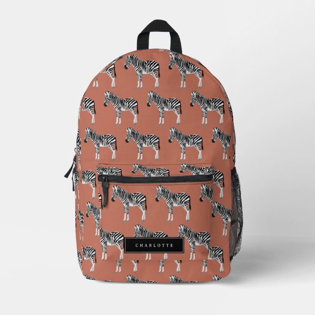 Sac À Dos Imprimé Zebra Exotic Animal Motif Terracotta (Recto)