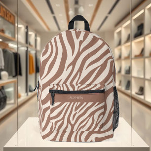 Sac À Dos Imprimé Zebra Print-Mocha Mousse