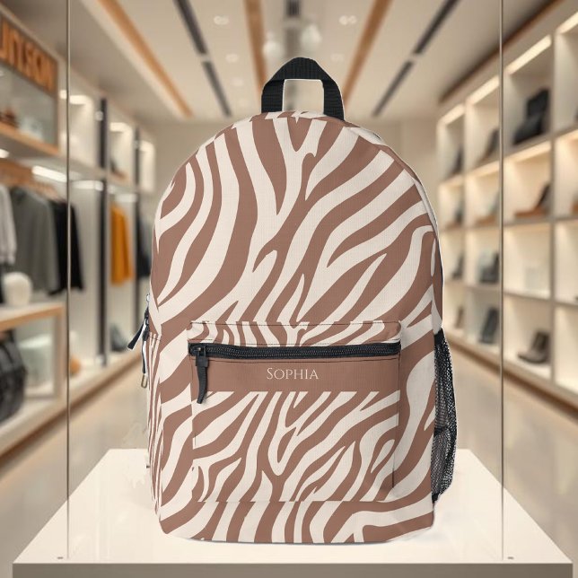 Sac À Dos Imprimé Zebra Print-Mocha Mousse (Zebra Print-Mocha Mousse Printed Backpack )