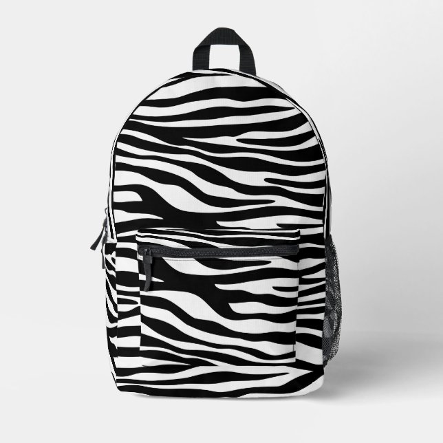 Sac À Dos Imprimé Zebra Print, Zebra Stripes, Noir Et Blanc (Recto)