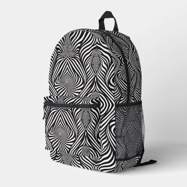 Sac À Dos Imprimé Zèbre Abstrait B & N (Coin arrière droit)