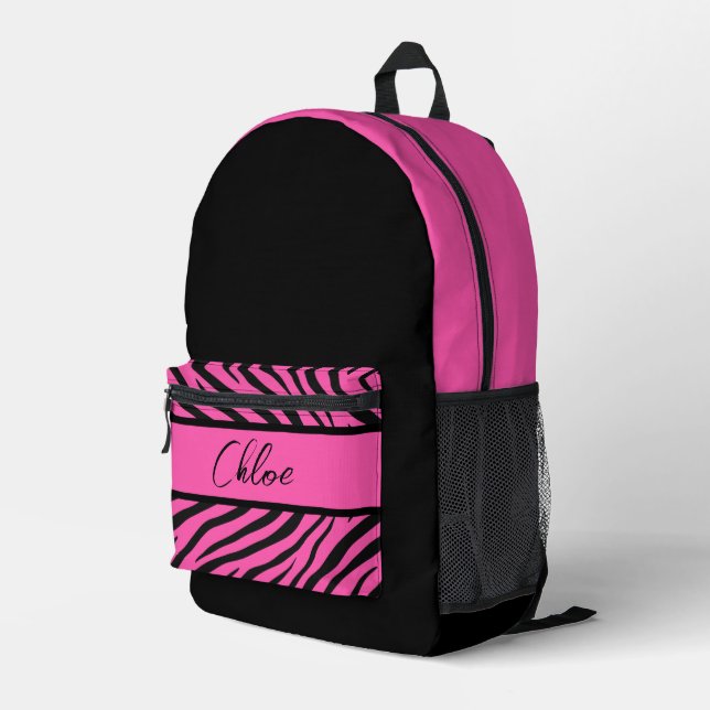 Sac À Dos Imprimé Zèbre noir et rose (Coin arrière droit)