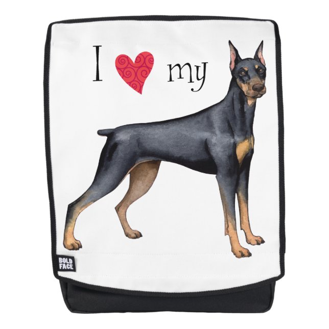 Sac À Dos J'aime mon Doberman Pinscher (Devant)