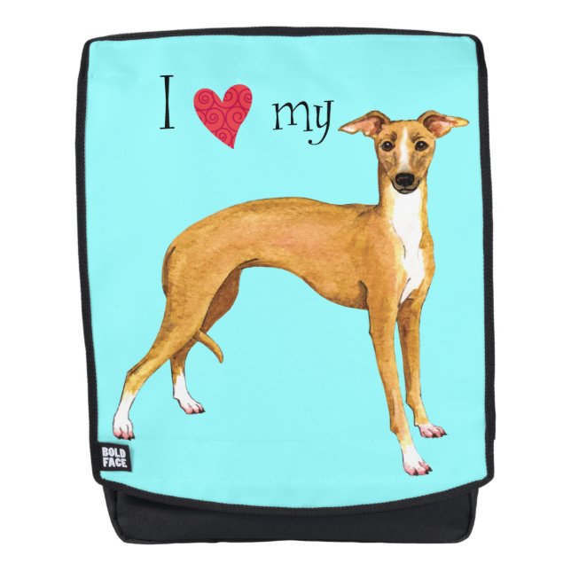 Sac À Dos J'aime mon lévrier italien (Devant)