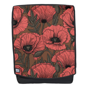 Sac À Dos Jardin de coquelicot dans le corail et brun