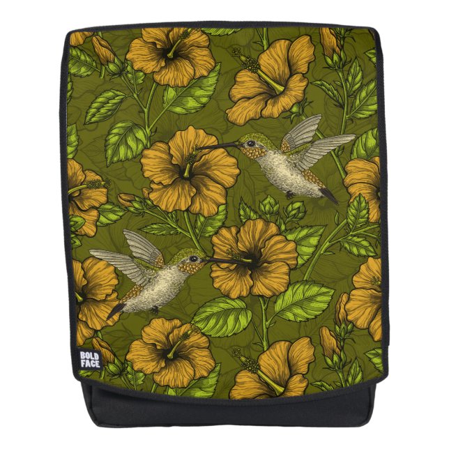 Sac À Dos Jardin tropical nocturne jaune et vert (Devant)