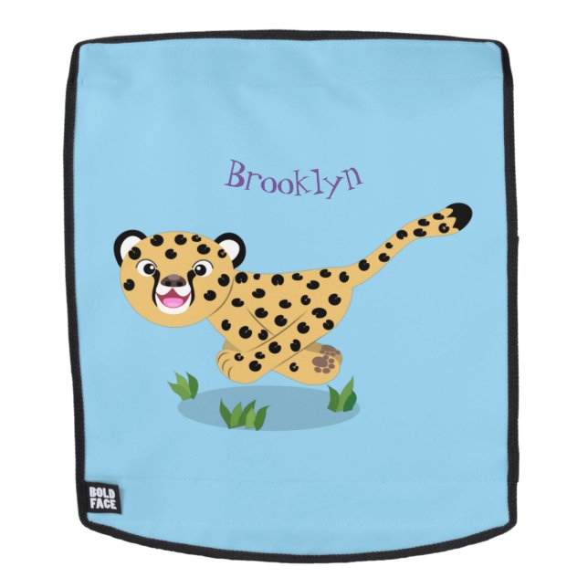 Sac À Dos Joli bébé guépard en cours de dessin animé illustr (Devant amovible)