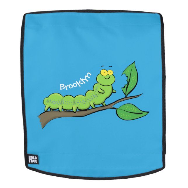 Sac À Dos Joli dessin animé de chenille verte mignonne (Devant amovible)