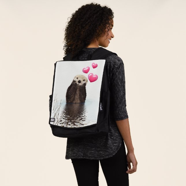Sac À Dos Jolie loutre avec des cœurs d'amour roses (Porté)